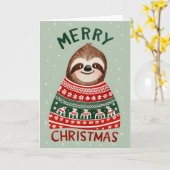 Funny Sloth mit Weihnachts-Sweater Karte (Gelbe Blume)
