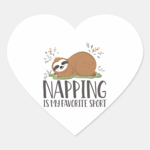 Funny Sloth Napping ist mein Lieblingssport Herz-Aufkleber