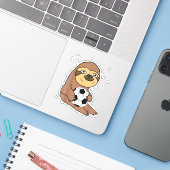 Funny Sloth Playing Soccer Aufkleber (Laptop mit iPhone)