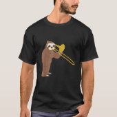 Funny Sloth Playing Trombone Brass Music T-Shirt (Vorderseite)