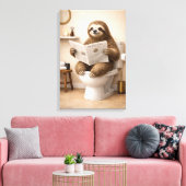 Funny Sloth Reading Newspaper Bathroom Humor Leinwanddruck (Insitu (Wohnzimmer))