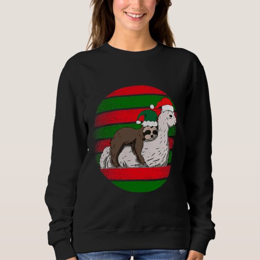 Funny Sloth Riding auf Llama Retry Sweatshirt (Vorderseite)