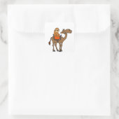 Funny Sloth Riding Camel Cartoon Quadratischer Aufkleber (Tasche)