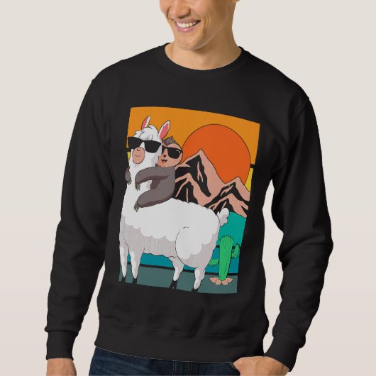 Funny Sloth Riding Llama im Sweatshirt (Vorderseite)
