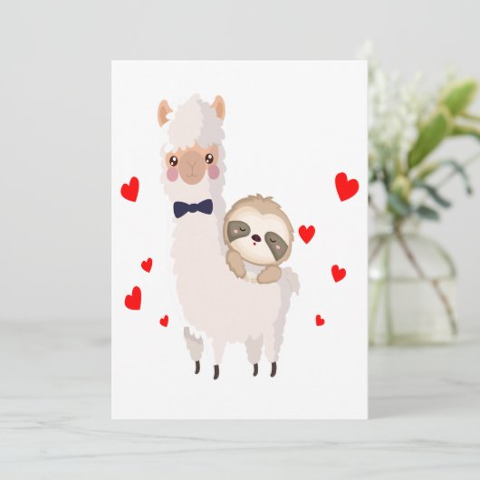 Funny Sloth Riding Llama Shirt Lugano Fantastische Dankeskarte (Stehend Vorderseite)