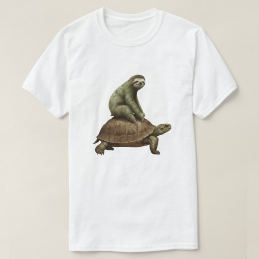 Funny Sloth Riding Tortoise - Langsame Tierwelt Lo T-Shirt (Design vorne)
