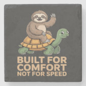 Funny Sloth Riding Turtle Steinuntersetzer (Vorderseite)