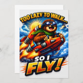 Funny Sloth Rocket Meme, Too Lazy to Walk So I Fly Dankeskarte (Vorne/Hinten)