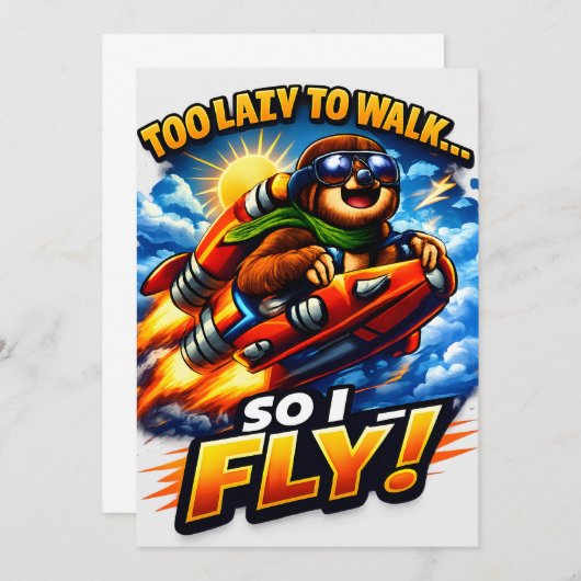 Funny Sloth Rocket Meme, Too Lazy to Walk So I Fly Dankeskarte (Vorne/Hinten)