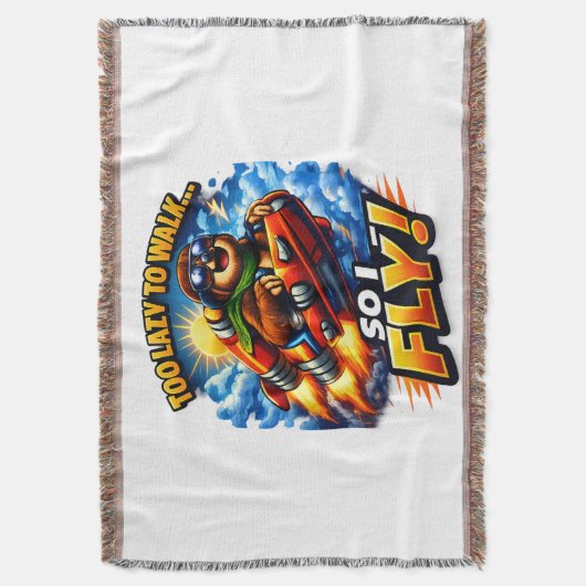 Funny Sloth Rocket Meme, Too Lazy to Walk So I Fly Decke (Vorderseite Vertikal)