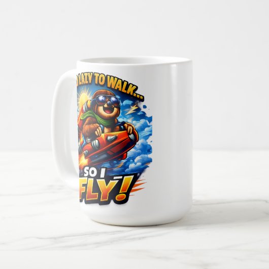 Funny Sloth Rocket Meme, Too Lazy to Walk So I Fly Kaffeetasse (Vorderseite Links)