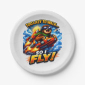 Funny Sloth Rocket Meme, Too Lazy to Walk So I Fly Pappteller (Vorderseite)