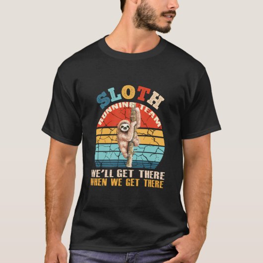 Funny Sloth Running Team Vintag Retro T-Shirt (Vorderseite)