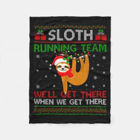Funny Sloth Running Team Xmas Lights Ugly Sloth Ch Fleecedecke (Vorderseite)