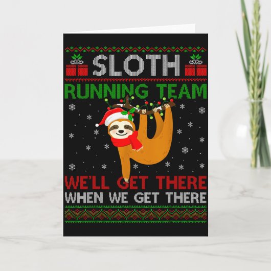 Funny Sloth Running Team Xmas Lights Ugly Sloth Ch Karte (Vorderseite)