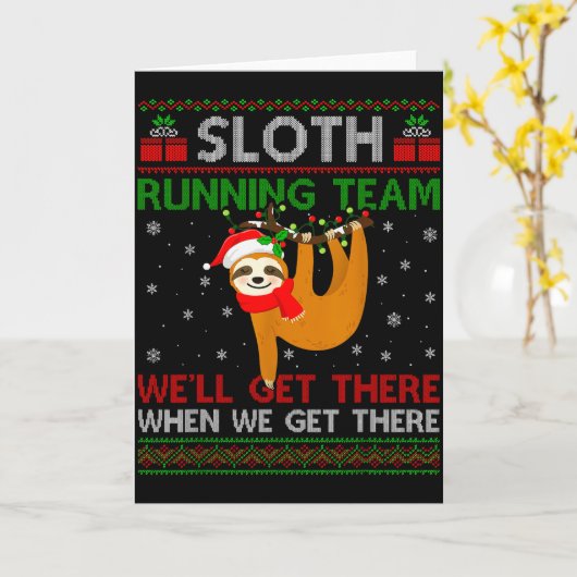 Funny Sloth Running Team Xmas Lights Ugly Sloth Ch Karte (Gelbe Blume)
