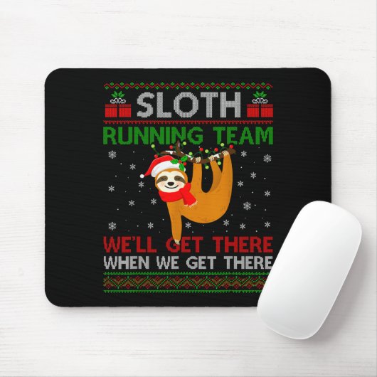 Funny Sloth Running Team Xmas Lights Ugly Sloth Ch Mousepad (Mit Mouse)