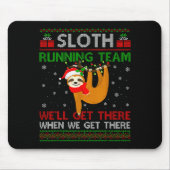 Funny Sloth Running Team Xmas Lights Ugly Sloth Ch Mousepad (Vorne)