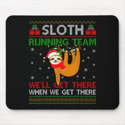 Funny Sloth Running Team Xmas Lights Ugly Sloth Ch Mousepad (Vorne)