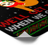 Funny Sloth Running Team Xmas Lights Ugly Sloth Ch Poster (Ecke)