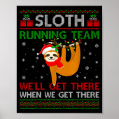 Funny Sloth Running Team Xmas Lights Ugly Sloth Ch Poster (Vorne)