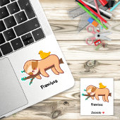 Funny Sloth Sleeping Individuelle Name Aufkleber