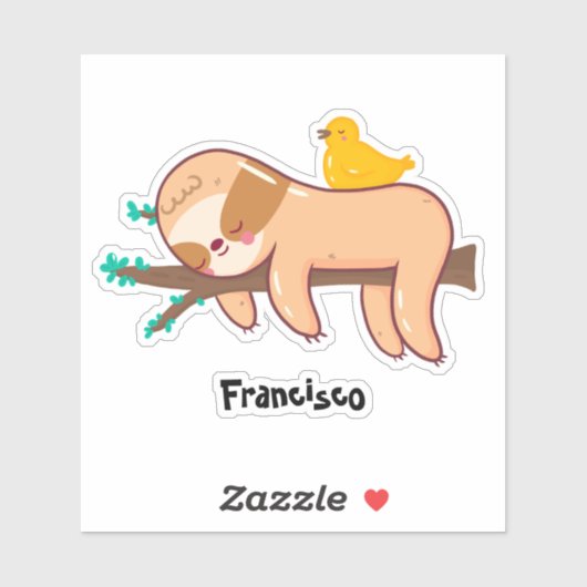 Funny Sloth Sleeping Individuelle Name Aufkleber (Blatt)