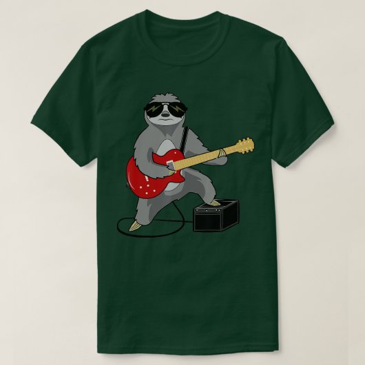 Funny Sloth spielt Gitarrenrocker Schwermetall lan T-Shirt (Design vorne)