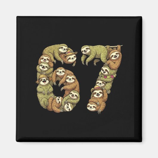 Funny Sloth Tribal 6 7 Meme Six Seven Love Magnet (Vorne)