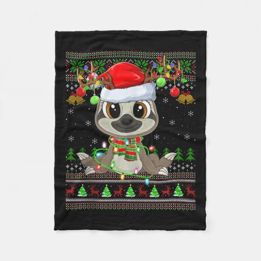 Funny Sloth Ugly Christmas Sweaters Holiday Santa  Fleecedecke (Vorderseite)