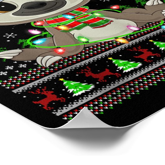 Funny Sloth Ugly Christmas Sweaters Holiday Santa  Poster (Ecke)