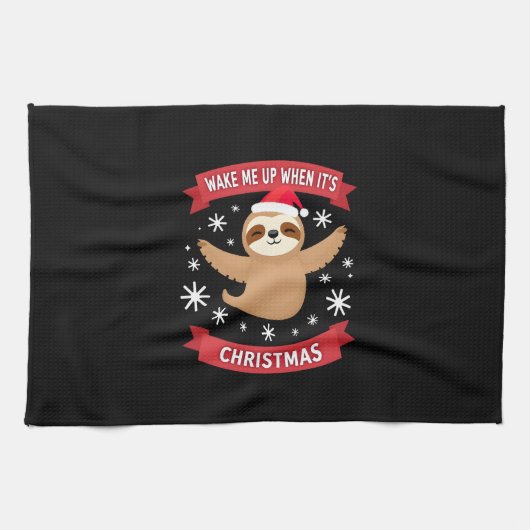 Funny Sloth wake me up when its Christmas Xmas Cut Geschirrtuch (Horizontal)