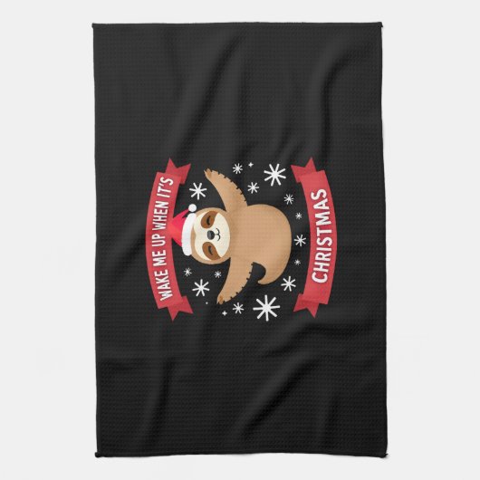 Funny Sloth wake me up when its Christmas Xmas Cut Geschirrtuch (Vertikal)