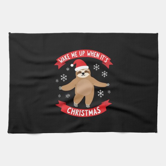 Funny Sloth wake me up when its Christmas Xmas Cut Geschirrtuch (Horizontal)