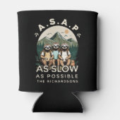 Funny Sloth Wanderfamilie Wiedersehen Black Campin Dosenkühler (Rückseite)