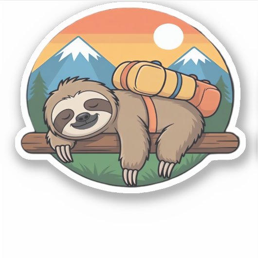 Funny Sloth Wandern Klassischer T - Shirt_1 Aufkleber (Vorderseite)