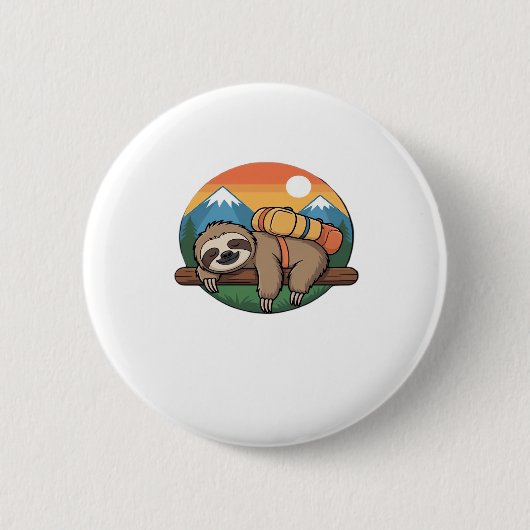 Funny Sloth Wandern Klassischer T - Shirt_1 Button (Vorderseite)