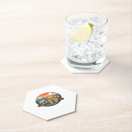 Funny Sloth Wandern Klassischer T - Shirt_1 Untersetzer (Vor Ort)