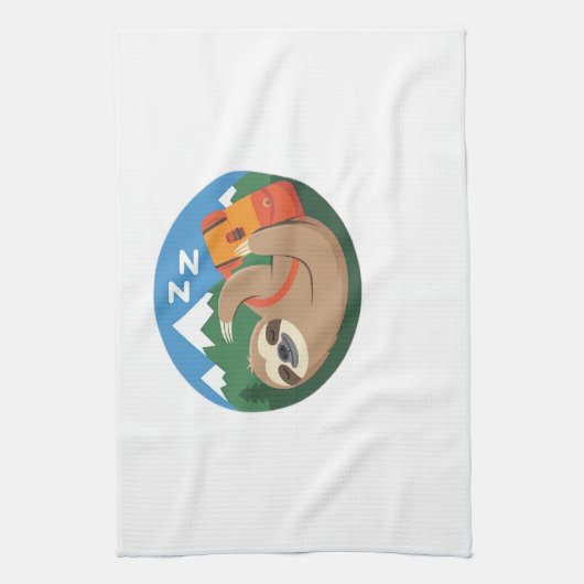 Funny Sloth Wandern Klassischer T - Shirt_2 Geschirrtuch (Vertikal)