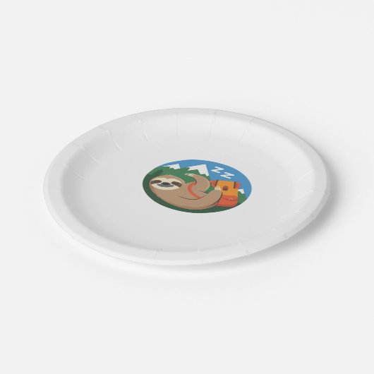 Funny Sloth Wandern Klassischer T - Shirt_2 Pappteller (Schrägansicht)