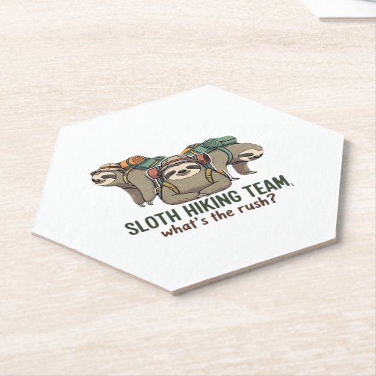 Funny Sloth Wandern Klassischer T - Shirt_5 Untersetzer (angewinkelt)