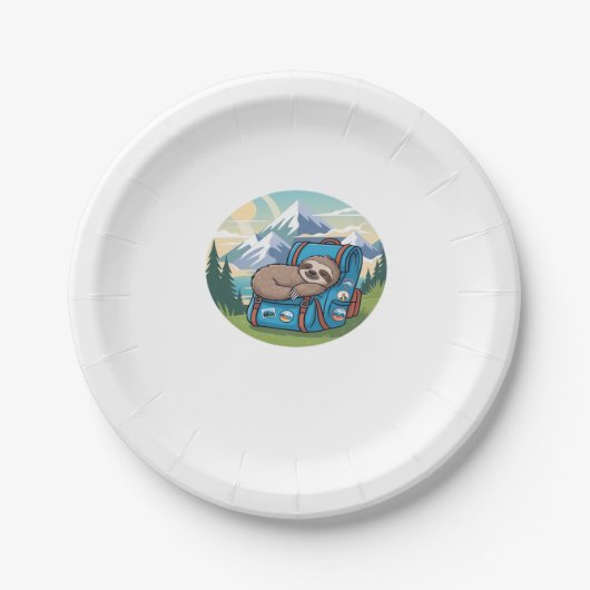 Funny Sloth Wandern Oversifizierter T - Shirt Pappteller (Vorderseite)