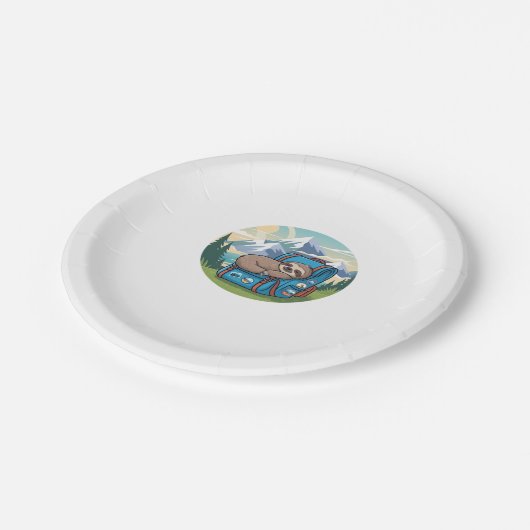 Funny Sloth Wandern Oversifizierter T - Shirt Pappteller (Schrägansicht)