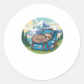 Funny Sloth Wandern Oversifizierter T - Shirt Runder Aufkleber (Vorderseite)