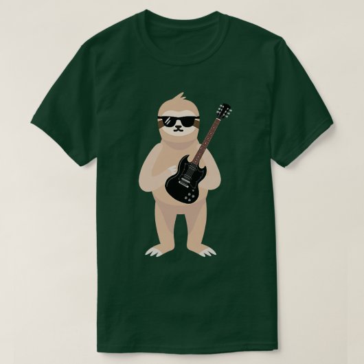 Funny Sloth Wearing Sunglasses Playing Electric Gu T-Shirt (Design vorne)