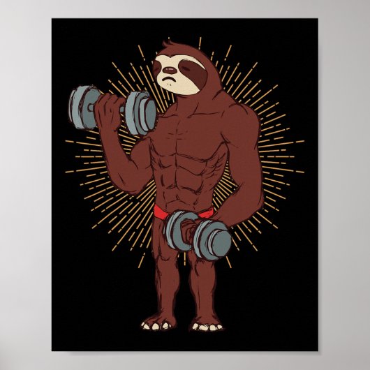 Funny Sloth Workout Gewichtheben Übungsym Ra Poster (Vorne)