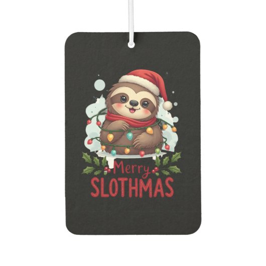 Funny Sloth Xmas Lights Merry Slothmas Sloth Chris Autolufterfrischer (Vorderseite)