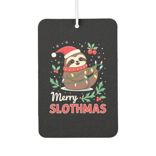 Funny Sloth Xmas Lights Merry Slothmas Sloth Chris Autolufterfrischer (Vorderseite)