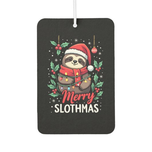 Funny Sloth Xmas Lights Merry Slothmas Sloth Chris Autolufterfrischer (Vorderseite)