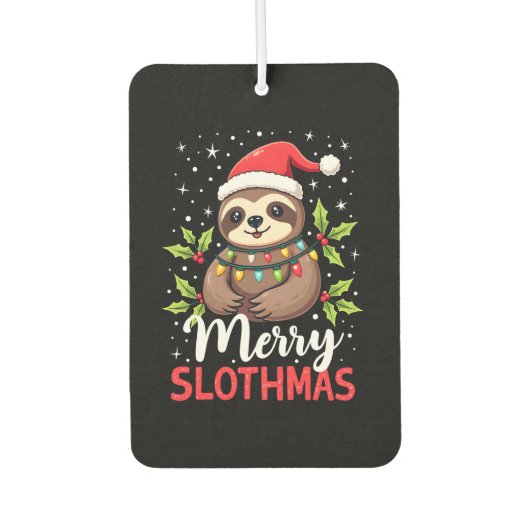 Funny Sloth Xmas Lights Merry Slothmas Sloth Chris Autolufterfrischer (Vorderseite)